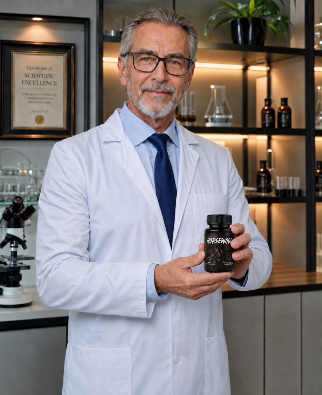 Doctor holding VigorAlpha bottle